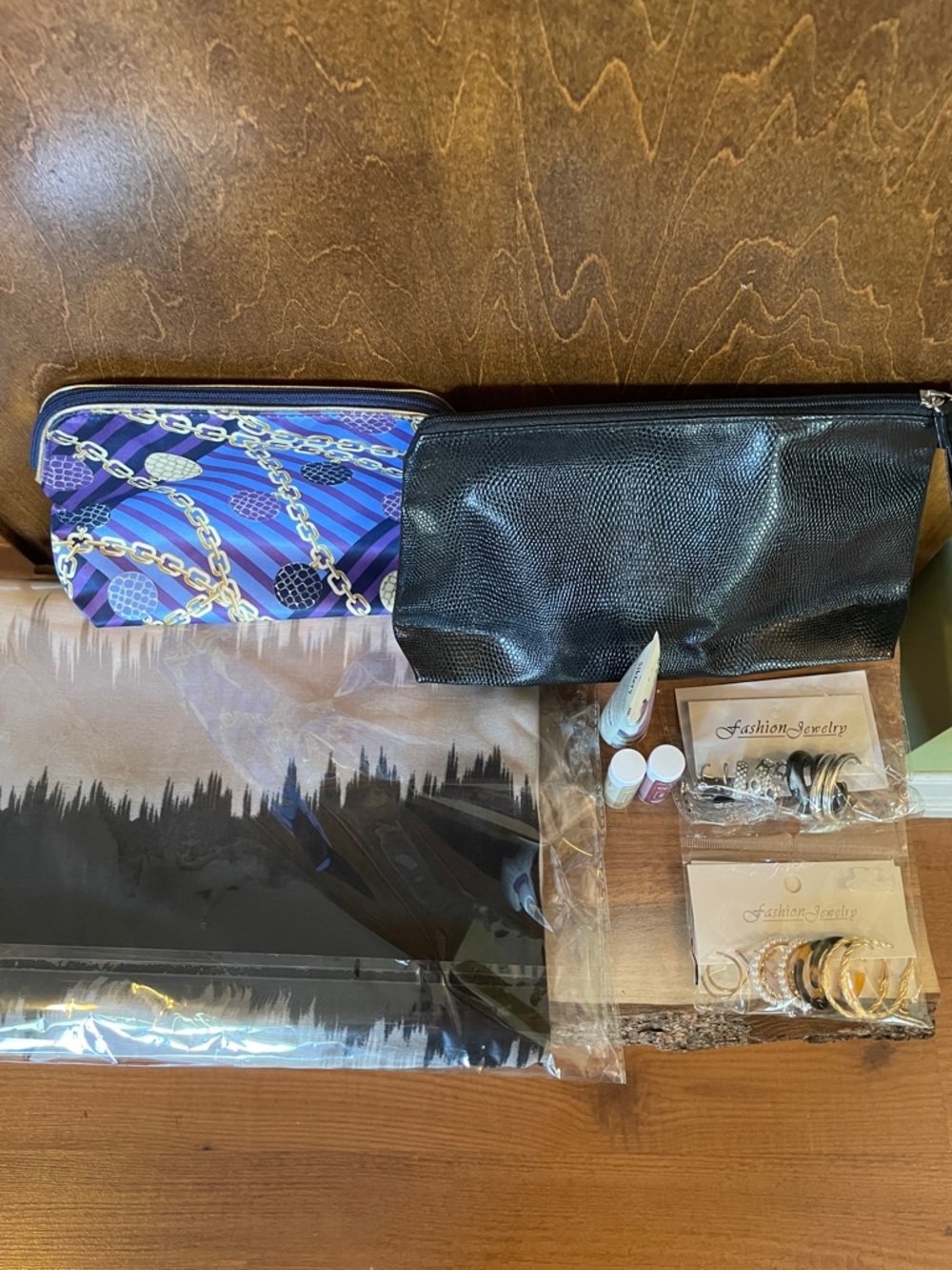 Black Textured and Patterned Make Up Bags with Accessories (all new and sealed)